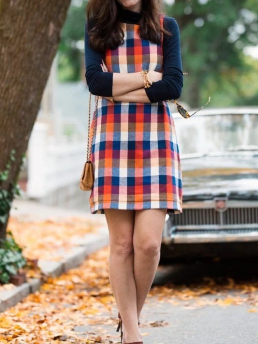 Kiel James Patrick Sleeveless Shift Dress in Multi Plaid Size Small